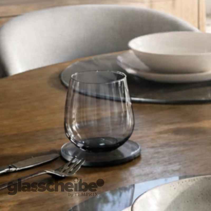 Glasuntersetzer rund  Grauglas