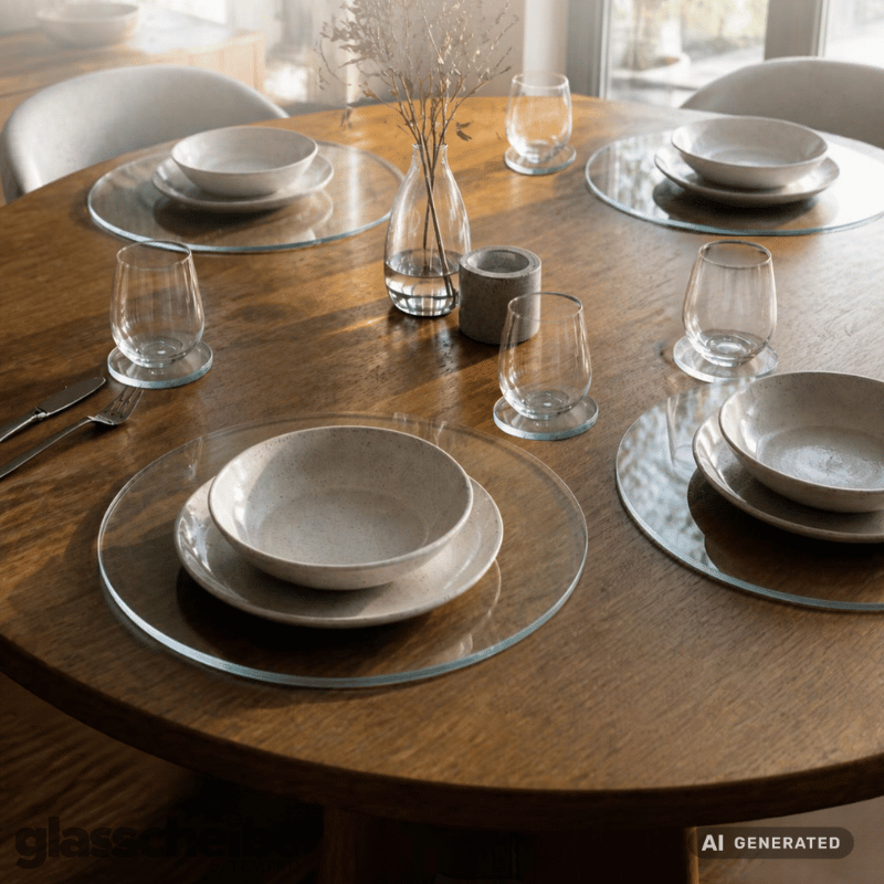 Rundes Tischset aus Klarglas
