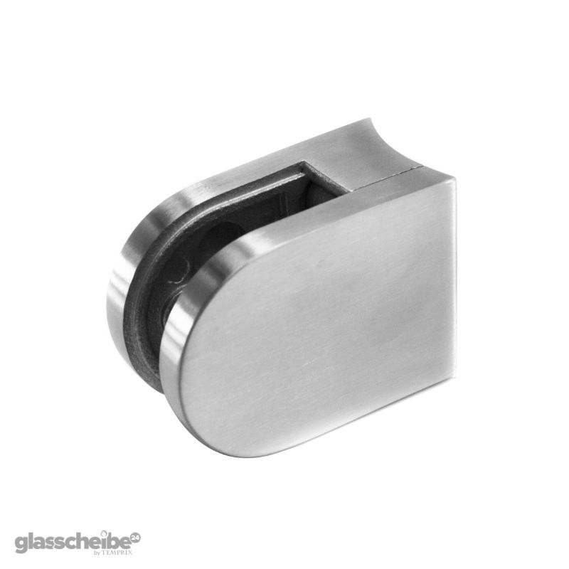 Edelstahlhalterung für Glasscheiben rund gebürstet Silber - Halbrund für Rohr  (Oberfläche: gebürstet, Größe: 8 mm)