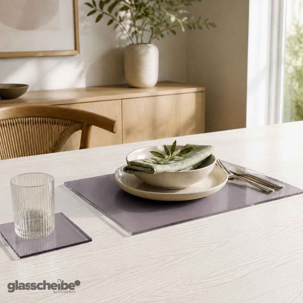 Tischset Grau mit spitzen Ecken