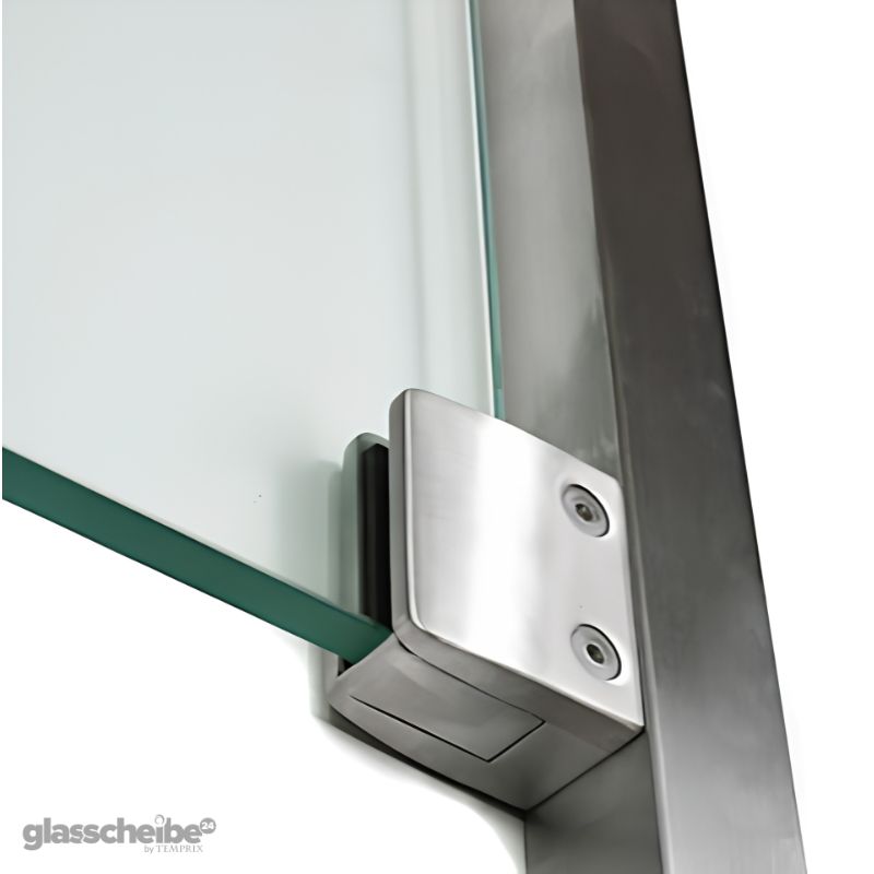 Edelstahlhalterung für Glasscheiben rechteck gebürstet Silber - Endstück