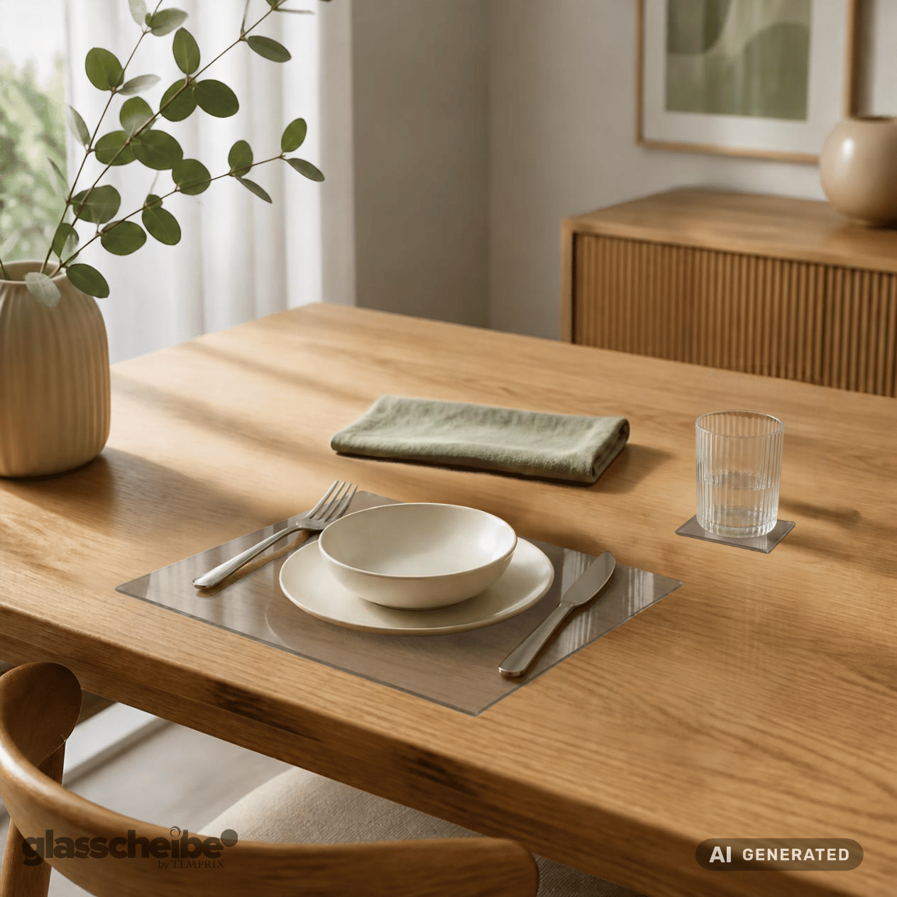 Tischset aus Grauglas in 330x330mm