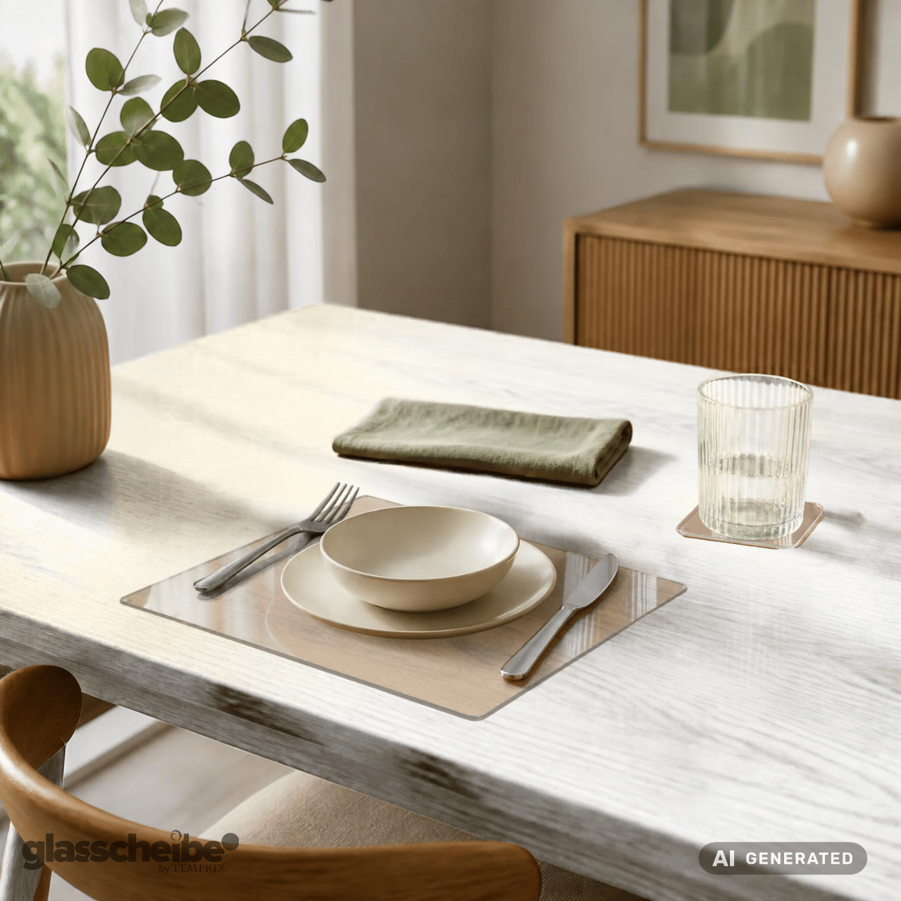 Tischset aus Braunglas in 330x330mm