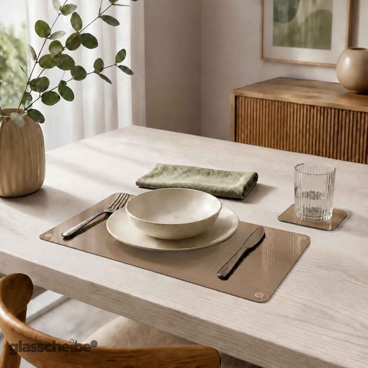Tischset braun mit runden Ecken