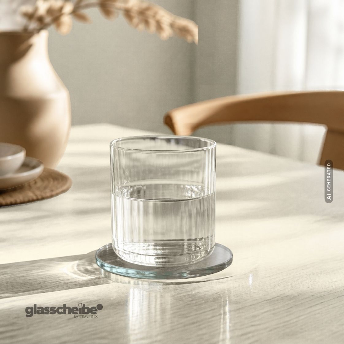 Runde Glasuntersetzer in Grauglas
