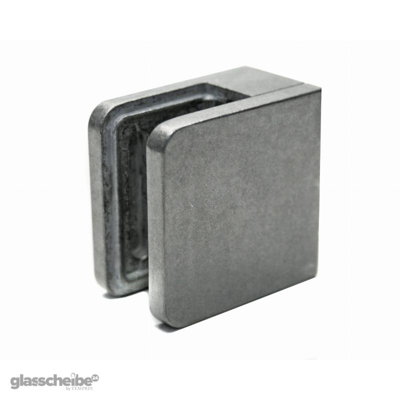 Verzinkter rechteckiger Glashalter für 6 mm Glas - silber  (Größe: 6 mm)