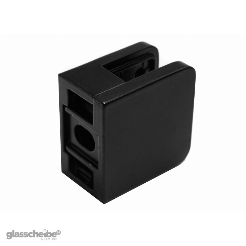 Verzinkte rechteckige Halterung für Glasscheiben 8mm gebürstet   (Größe: 8 mm, Farbe: Schwarz)