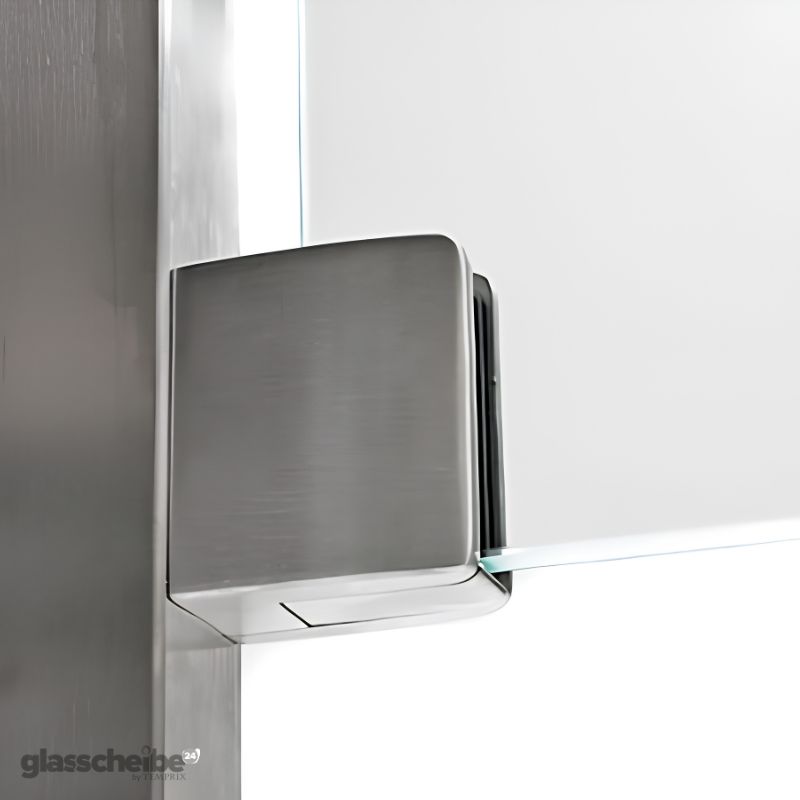 Edelstahlhalterung für Glasscheiben rechteck gebürstet Silber - Endstück